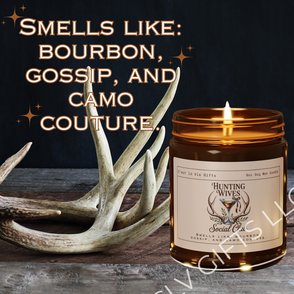 Hunting Social Club Soy Candle, Bourbon lover gift, Camo Couture, Rustic Decor, Eco-Friendly Candle