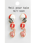Red & White Football Stud Earring Set | 3-Pair Game Day Earrings | Football Mom Gift