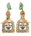 Tequila Bottle & Lime Glitter Earrings | Silver or Gold Statement Earrings | Cocktail Party & Fiesta Jewelry