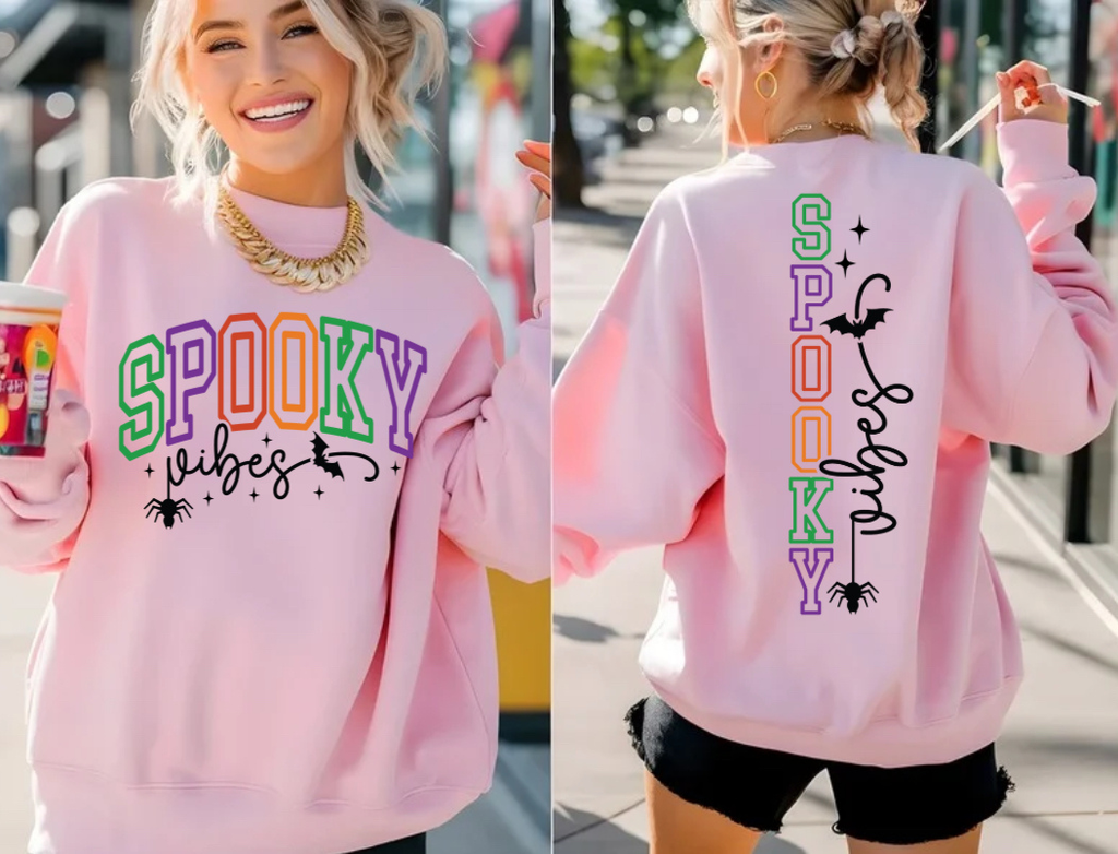 Spooky Vibes Halloween Sweatshirt | Retro Ghost Season Crewneck