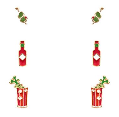 Bloody Mary Stud Earrings - Set of 3 - Cocktail Earrings - Olives