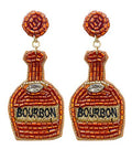 Bourbon Bottle Beaded Earrings | Whiskey Lover Statement Jewelry | Distillery Tour & Derby Day Earrings