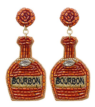 Bourbon Bottle Beaded Earrings | Whiskey Lover Statement Jewelry | Distillery Tour & Derby Day Earrings