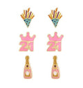 21st Birthday Earrings - Stud Set of 3 pair - Champagne - Cheers