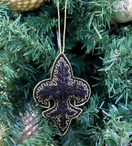 Fleur de Lis Ornament - Black & Gold