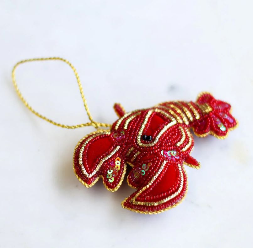 Crawfish Beaded Ornament
