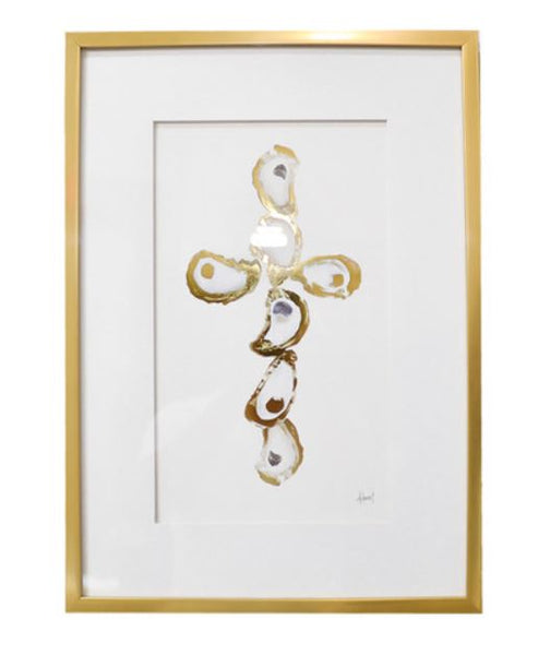 Gold Oyster Cross Framed Print