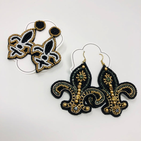 Fleur de Lis Seed Bead Earrings