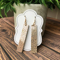 Gold Stingray Leather Bar Earrings