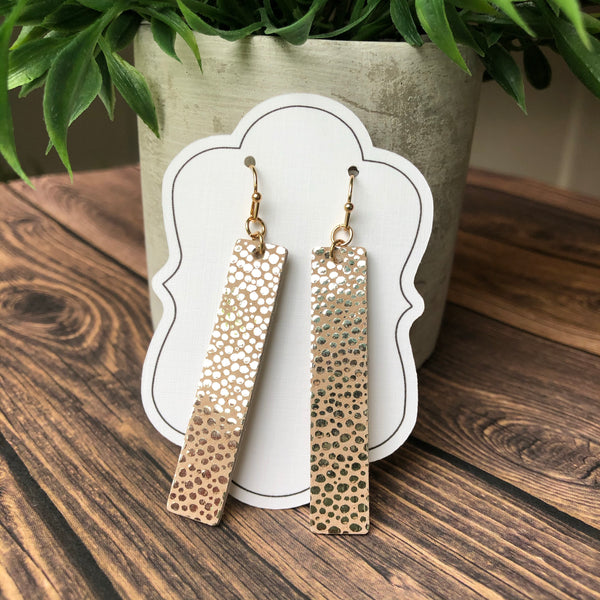 Gold Stingray Leather Bar Earrings