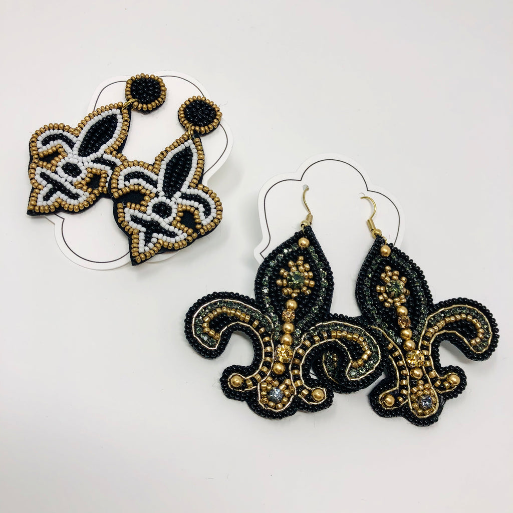 Multi Bead Fleur de Lis Earrings