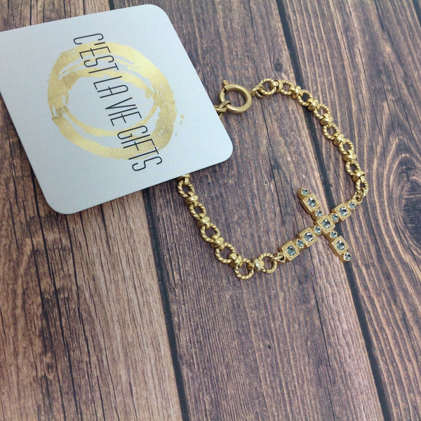 Catherine Popesco Gold Cross Bracelet