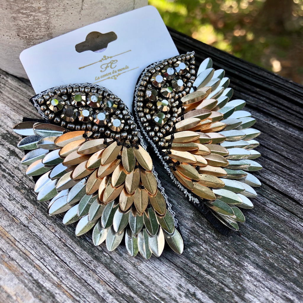 Embellished Wing Post Earrings - 3 Colors!