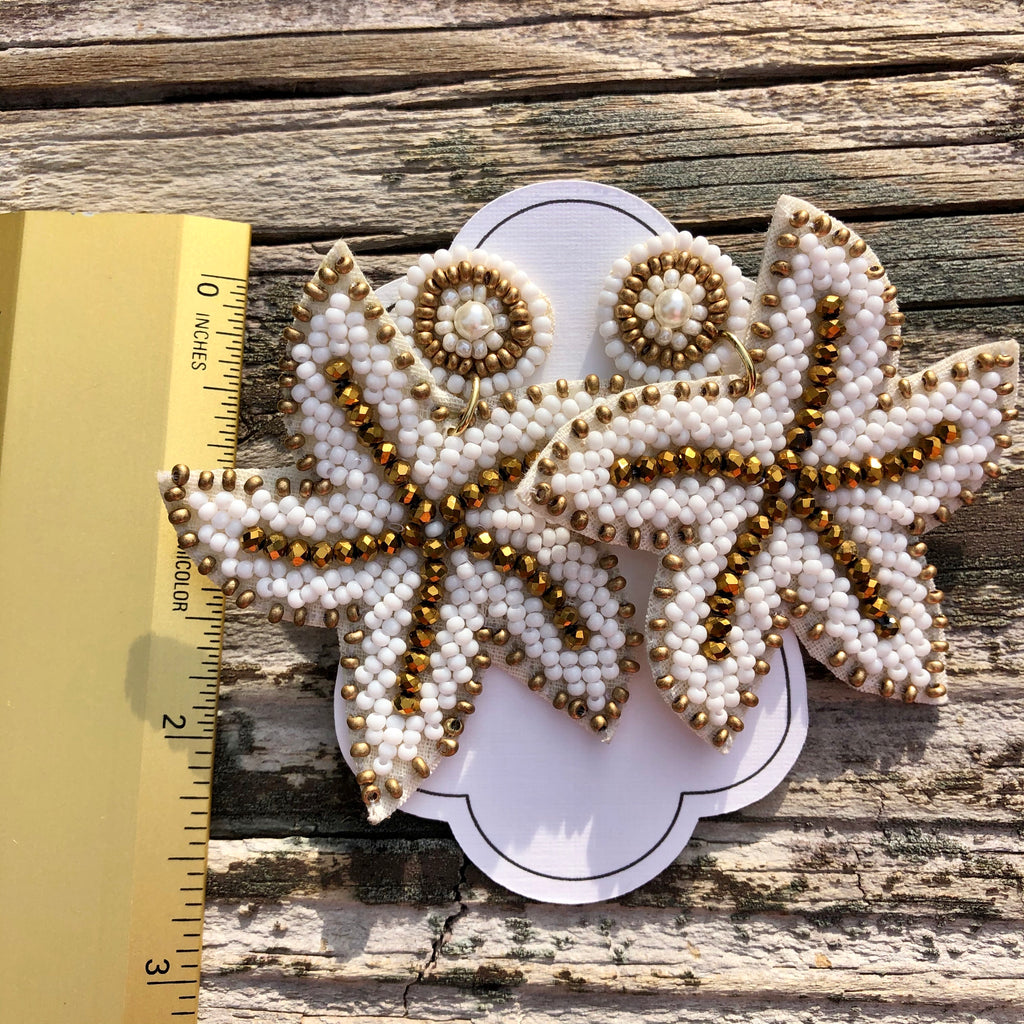 Coral Beaded Starfish Earrings