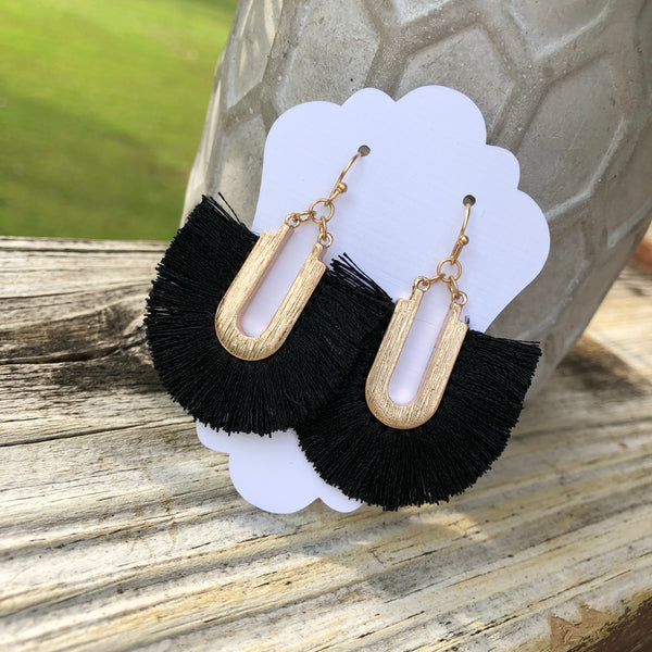 Black & Gold Fan Earrings