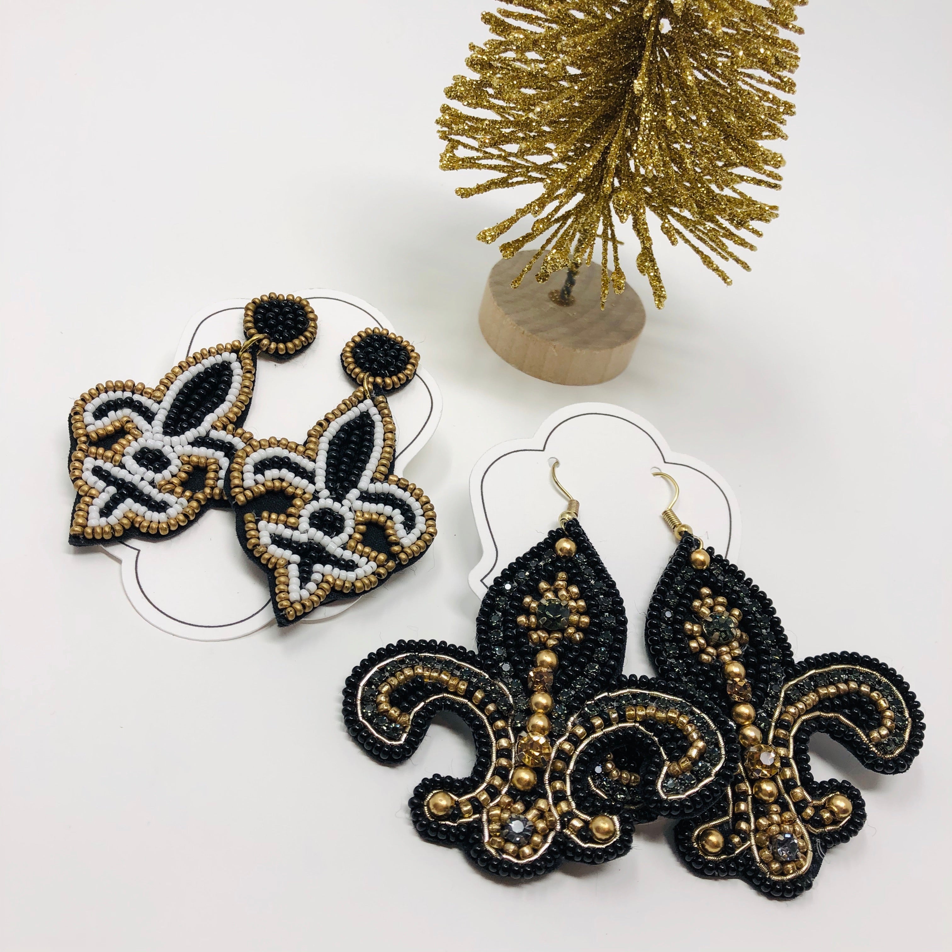 Multi Bead Fleur de Lis Earrings