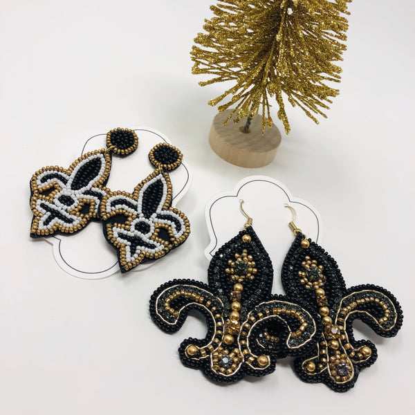 Fleur de Lis Seed Bead Earrings