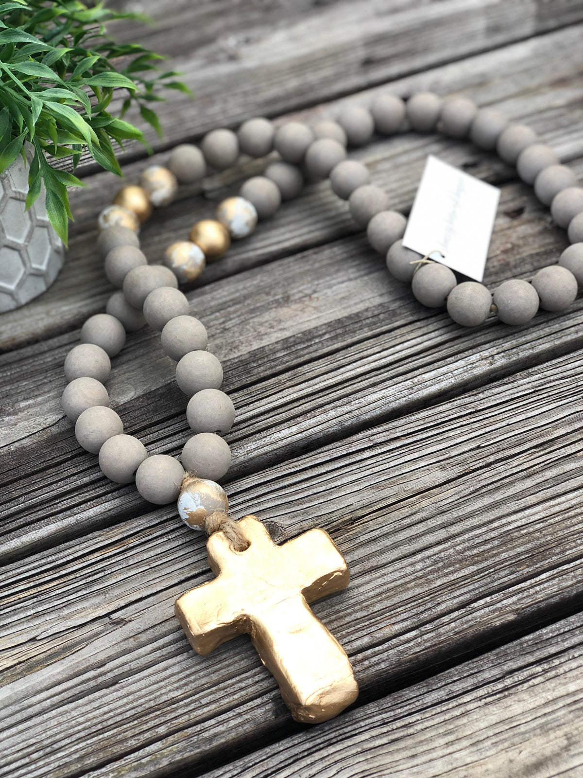 Large Blessing Beads ~ Gray & Gold