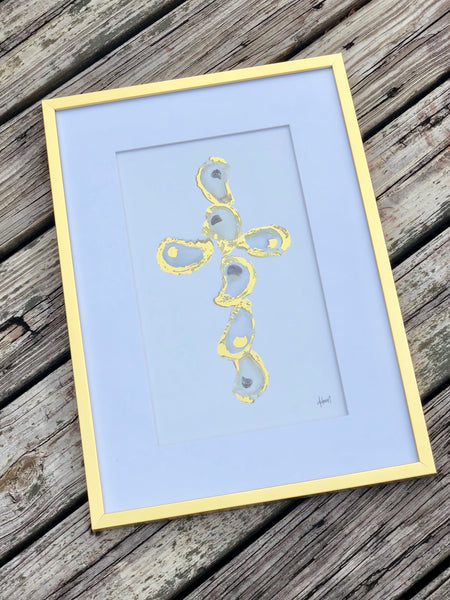 Gold Oyster Cross Framed Print