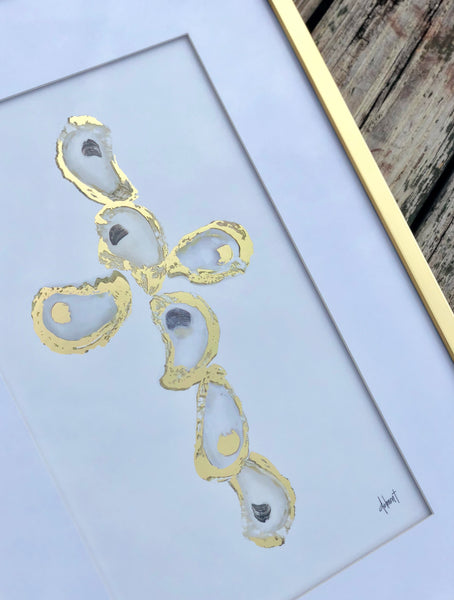 Gold Oyster Cross Framed Print
