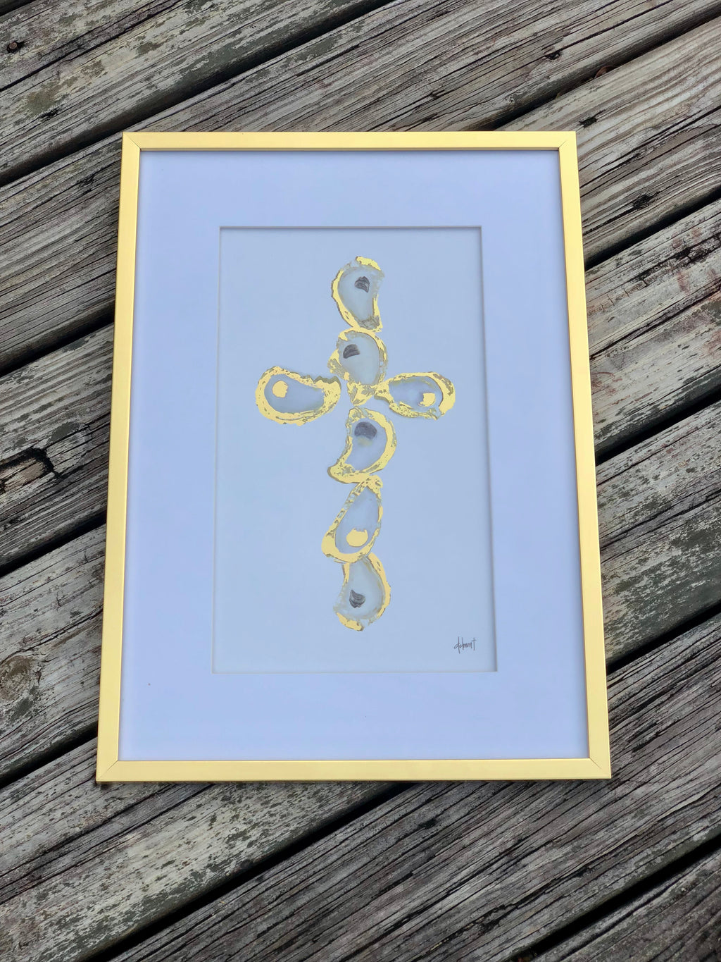Gold Oyster Cross Framed Print