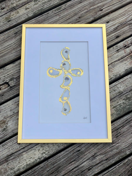 Gold Oyster Cross Framed Print